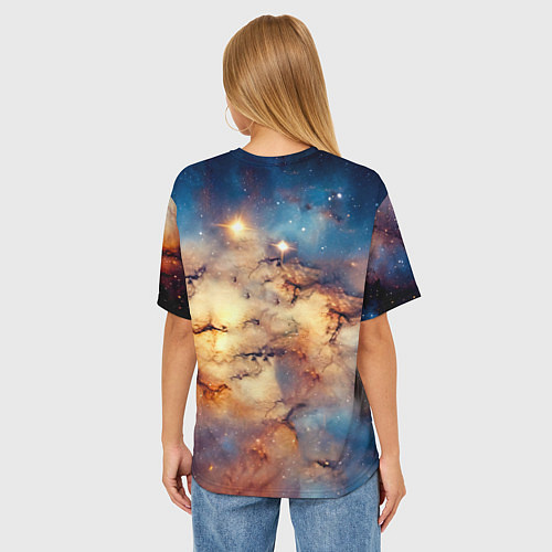 Женская футболка оверсайз Курцхаар и космос / 3D-принт – фото 4