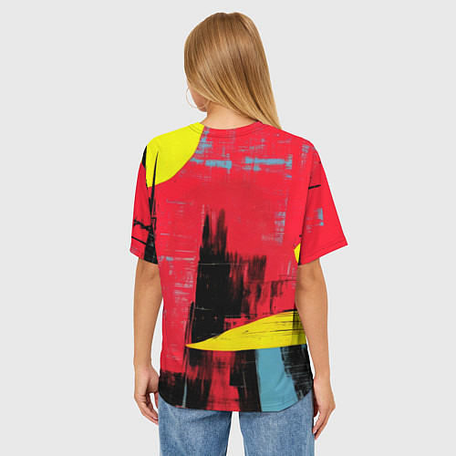 Женская футболка оверсайз Бэтмен красками / 3D-принт – фото 4