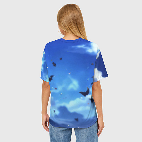 Женская футболка оверсайз Бэтмен синее небо / 3D-принт – фото 4