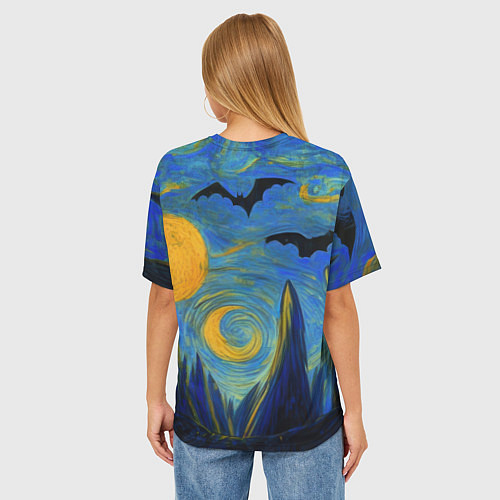 Женская футболка оверсайз Бэтмен в стиле Ван-Гога / 3D-принт – фото 4