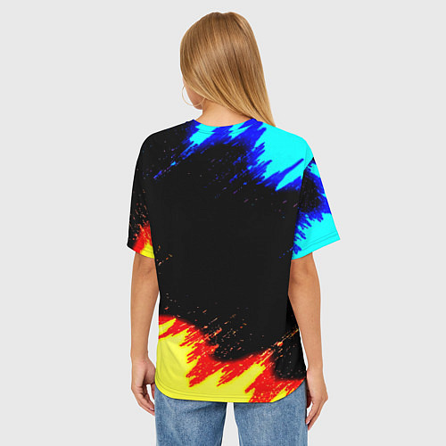 Женская футболка оверсайз Monster energy огненные краски / 3D-принт – фото 4