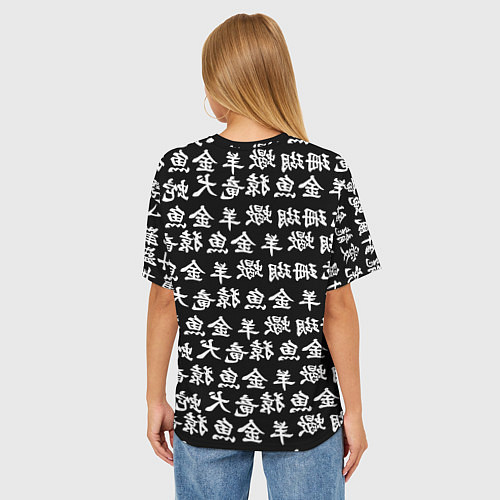 Женская футболка оверсайз Monster energy japan pattern / 3D-принт – фото 4