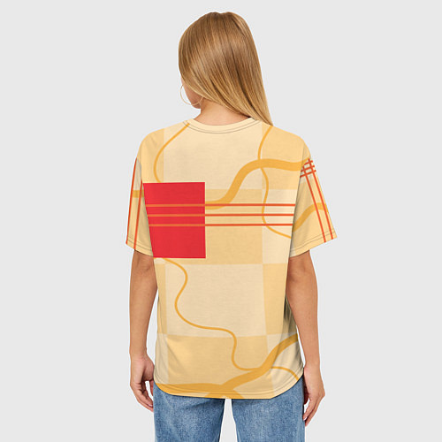 Женская футболка оверсайз Геометрические фигуры и полосы / 3D-принт – фото 4