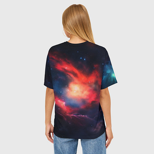 Женская футболка оверсайз Космонавт сидит в луне / 3D-принт – фото 4