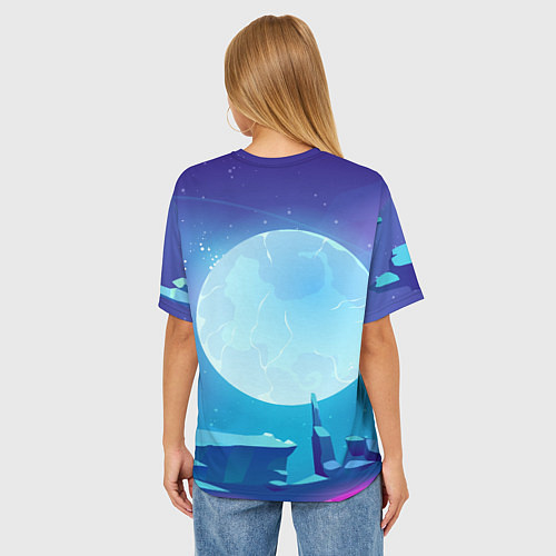 Женская футболка оверсайз Нло с сердечком внутри / 3D-принт – фото 4