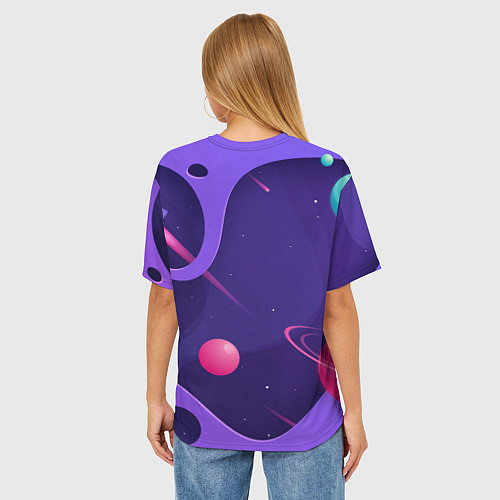 Женская футболка оверсайз Летающая тарелка с сердцем / 3D-принт – фото 4