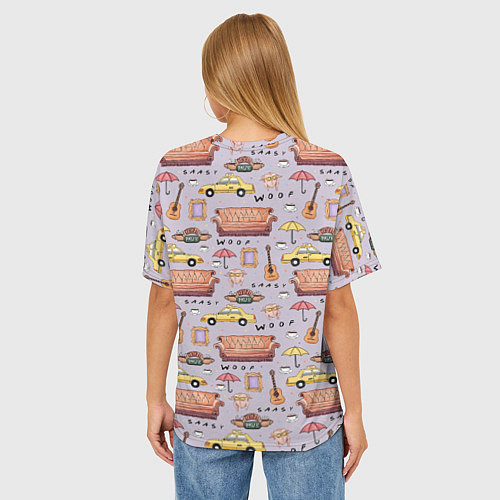 Женская футболка оверсайз Друзья - паттерн / 3D-принт – фото 4