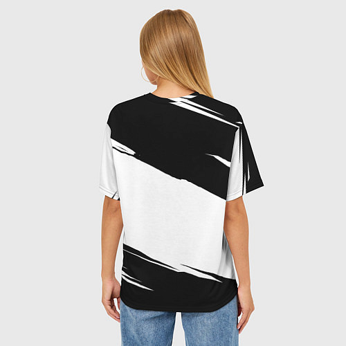 Женская футболка оверсайз PUBG черно белые краски / 3D-принт – фото 4