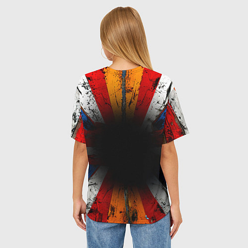 Женская футболка оверсайз Футбольный мяч в ярких линиях / 3D-принт – фото 4