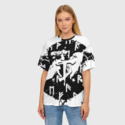 Футболка оверсайз женская Doom символы краски, цвет: 3D-принт — фото 2
