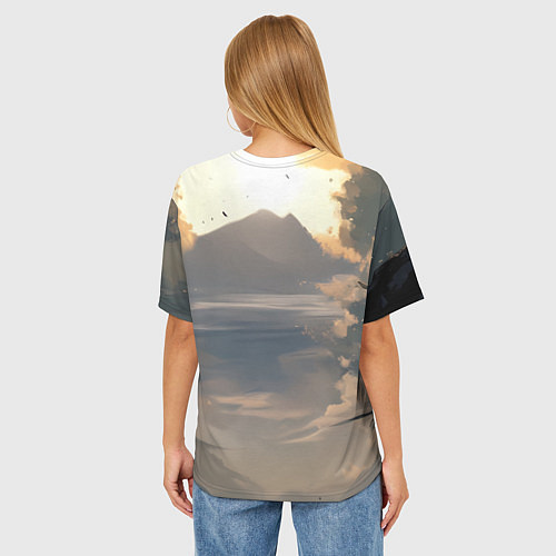 Женская футболка оверсайз Медведь самурай / 3D-принт – фото 4