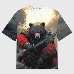 Футболка оверсайз женская Медведь самурай, цвет: 3D-принт