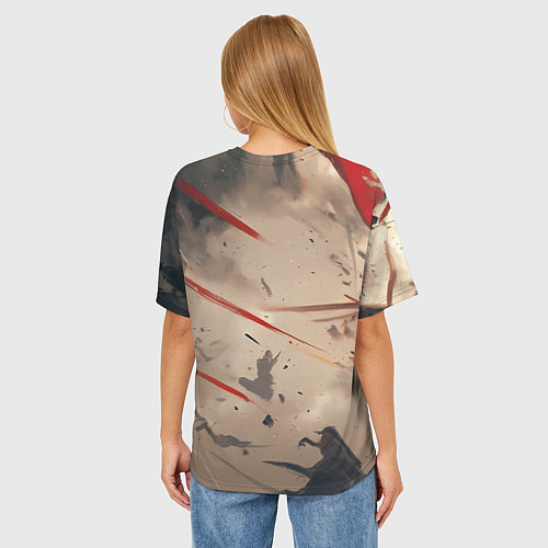 Женская футболка оверсайз Самурай медведь / 3D-принт – фото 4