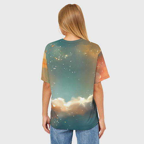 Женская футболка оверсайз Лисенок спит на облаке / 3D-принт – фото 4