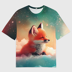 Футболка оверсайз женская Милый лисенок спит на облаке, цвет: 3D-принт