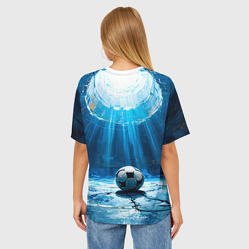 Женская футболка оверсайз Футбольный мяч в синем / 3D-принт – фото 4