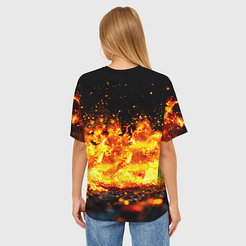 Женская футболка оверсайз Футбольный мяч в огне / 3D-принт – фото 4