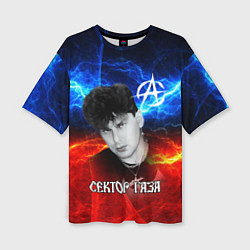 Футболка оверсайз женская Сектор газа молнии на фоне, цвет: 3D-принт