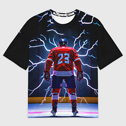 Футболка оверсайз женская Хоккеист и молния, цвет: 3D-принт