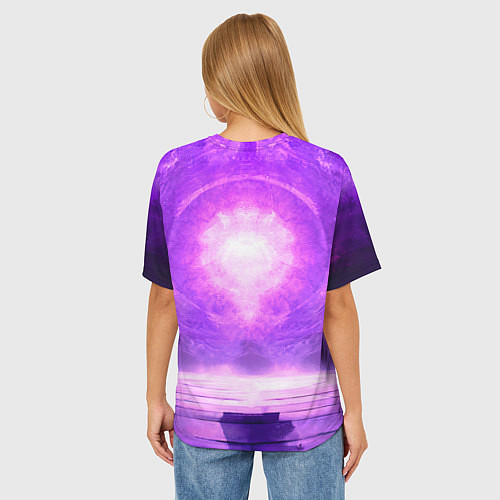 Женская футболка оверсайз Айкидоист на фиолетовом / 3D-принт – фото 4
