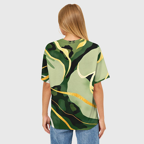 Женская футболка оверсайз Зеленый природный паттерн / 3D-принт – фото 4