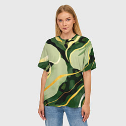 Футболка оверсайз женская Зеленый природный паттерн, цвет: 3D-принт — фото 2
