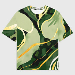 Футболка оверсайз женская Зеленый природный паттерн, цвет: 3D-принт