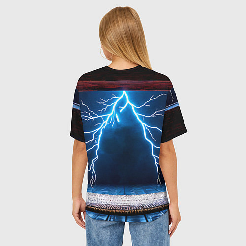 Женская футболка оверсайз Айкидоист и молния / 3D-принт – фото 4