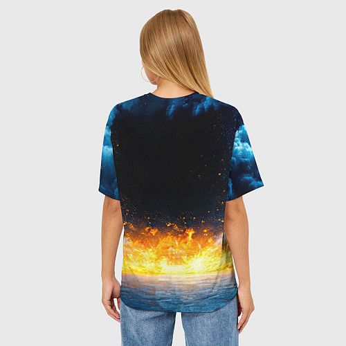 Женская футболка оверсайз Айкидоист в огне и синий дым / 3D-принт – фото 4