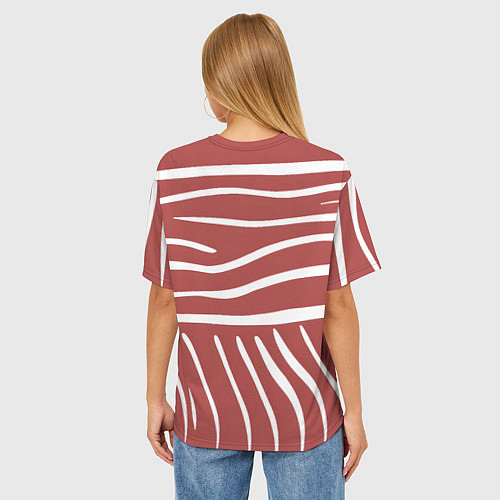 Женская футболка оверсайз Полоски красной зебры / 3D-принт – фото 4
