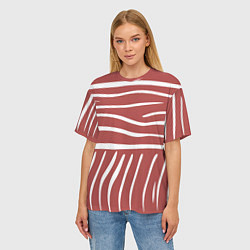 Футболка оверсайз женская Полоски красной зебры, цвет: 3D-принт — фото 2