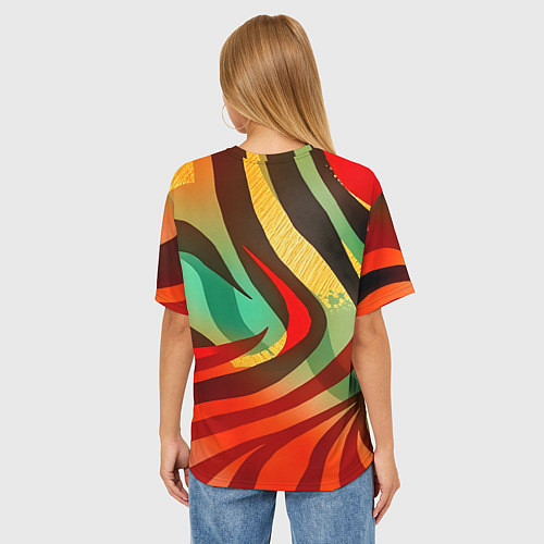 Женская футболка оверсайз Жаркая полосатая абстракция / 3D-принт – фото 4