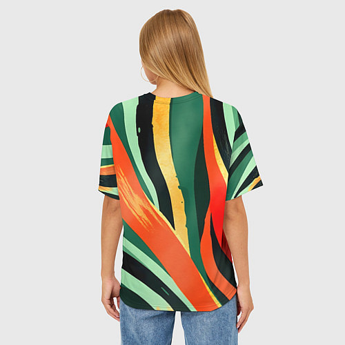 Женская футболка оверсайз Тропическая жаркая абстракция / 3D-принт – фото 4