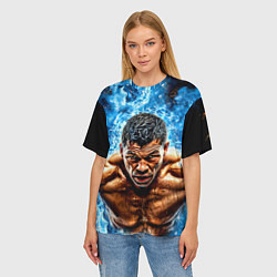 Футболка оверсайз женская Артуро Гатти в синем пламени, цвет: 3D-принт — фото 2