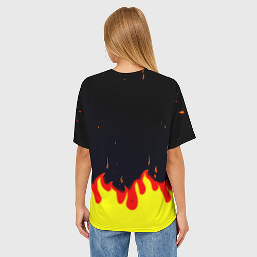 Женская футболка оверсайз BMW огненный / 3D-принт – фото 4