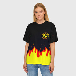 Футболка оверсайз женская BMW огненный, цвет: 3D-принт — фото 2