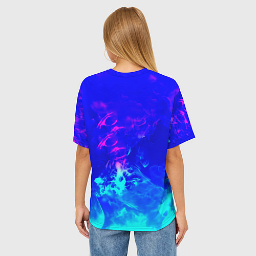 Женская футболка оверсайз Monster energy дым неоновый / 3D-принт – фото 4