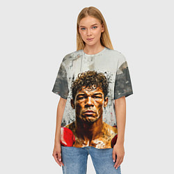 Футболка оверсайз женская Артуро Гатти на сером, цвет: 3D-принт — фото 2
