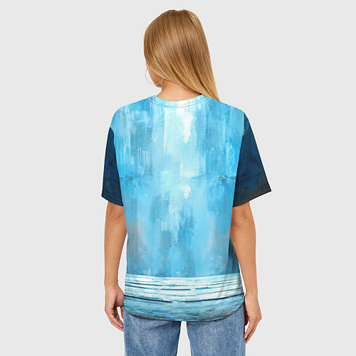 Женская футболка оверсайз Боец крав-мага на синем / 3D-принт – фото 4