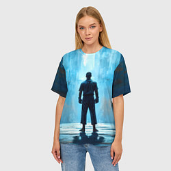 Футболка оверсайз женская Боец крав-мага на синем, цвет: 3D-принт — фото 2