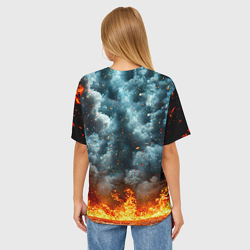 Женская футболка оверсайз Крав-мага боец в огне / 3D-принт – фото 4