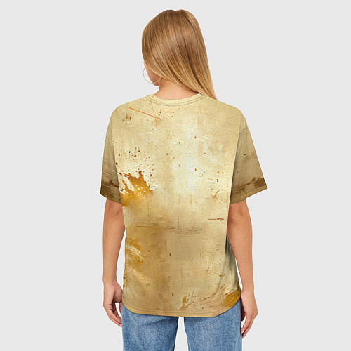 Женская футболка оверсайз Муай Тай боец в бежевом / 3D-принт – фото 4