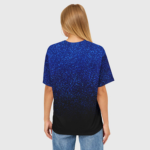 Женская футболка оверсайз Волшебный чёрно-синий текстура напыление / 3D-принт – фото 4