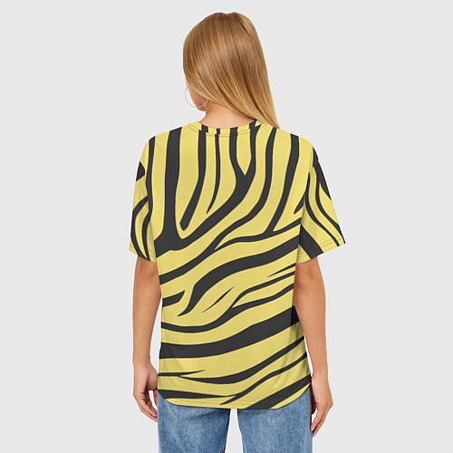 Женская футболка оверсайз Светлый тигровый паттерн / 3D-принт – фото 4