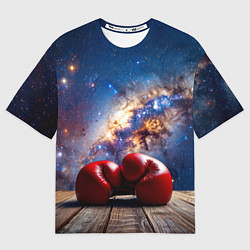 Футболка оверсайз женская Боксерские перчатки в космосе, цвет: 3D-принт