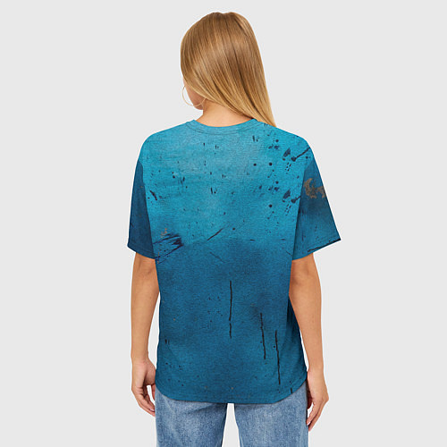 Женская футболка оверсайз Бойцовские перчатки на синем / 3D-принт – фото 4