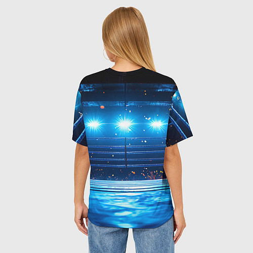 Женская футболка оверсайз Синий ринг в огне / 3D-принт – фото 4