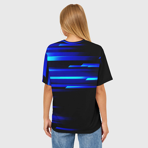 Женская футболка оверсайз Color blue black / 3D-принт – фото 4