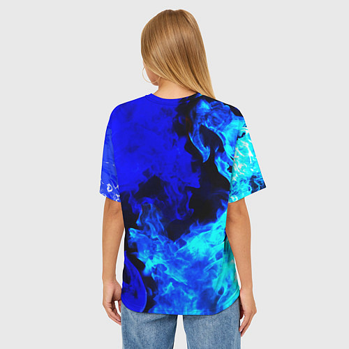 Женская футболка оверсайз Monster energy синий дым / 3D-принт – фото 4