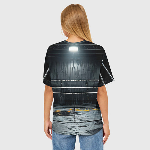 Женская футболка оверсайз Черный ринг / 3D-принт – фото 4